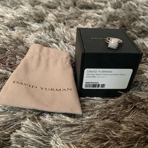 DAVID YURMAN Sterling Silver Diamond 11mm Pave Chatelaine Ring 48 4.5 - Picture 2 of 6